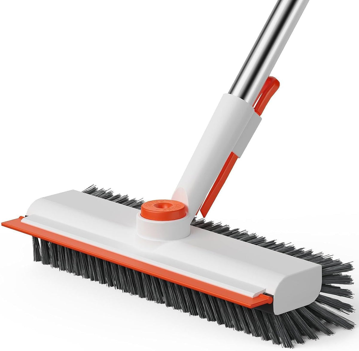 AIR U+ Floor Scrub Brush with Long Handle, 3-in-1 Rotating Head & Squeegee