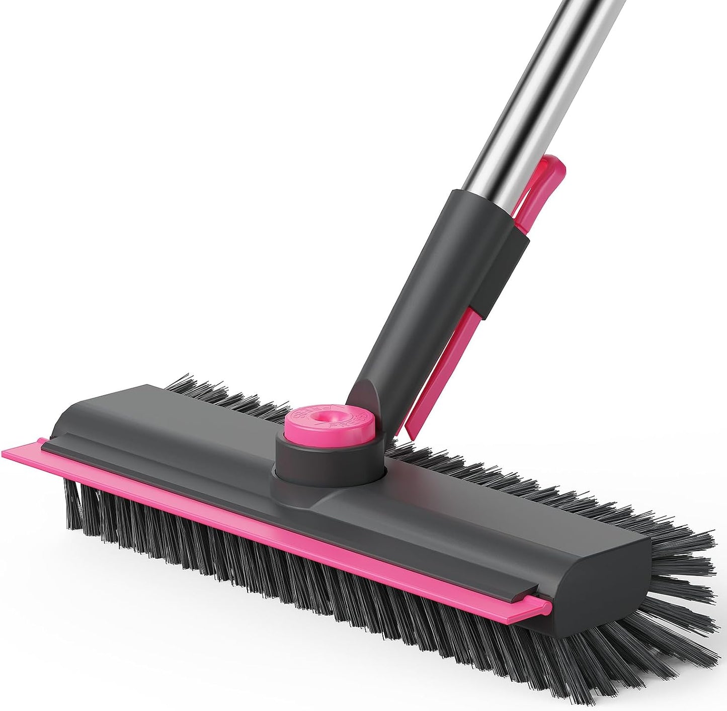 AIR U+ Floor Scrub Brush with Long Handle, 3-in-1 Rotating Head & Squeegee